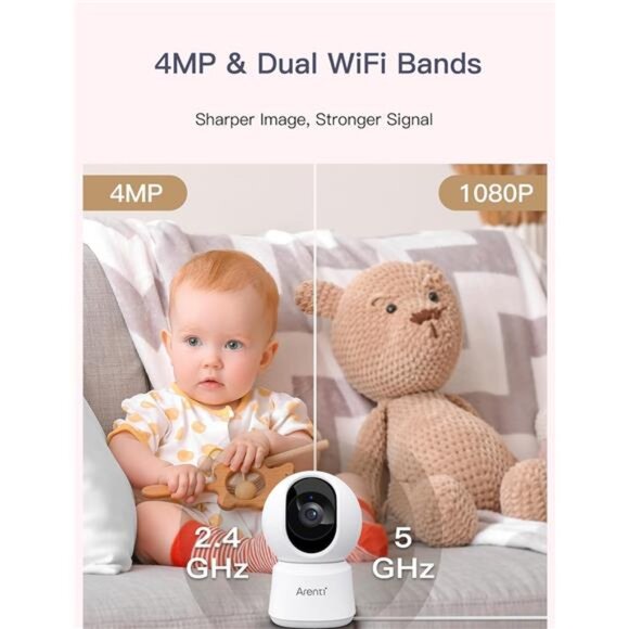 5ghz WiFi Security Camera Indoor, 4MP Plug-in Pet Dog Camera with Phone App - Picture 2 of 7